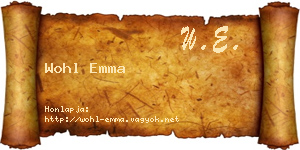 Wohl Emma névjegykártya
